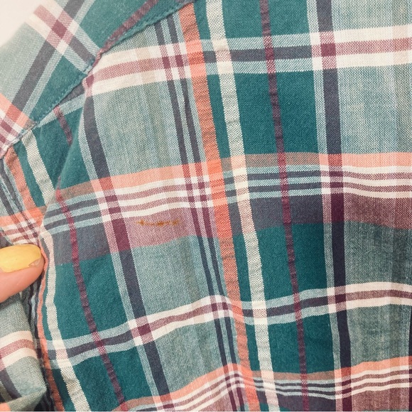 L L Bean Plaid Button Shirt Sleeve Shirt Large - Picture 3 of 6
